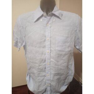 Brooks Brothers Regent Fit Short Sleeve Linen Blue Small S Original Polo Shirt